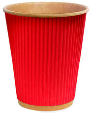 CORRUGATED PAPER CUP RED 250 ML, 25 units